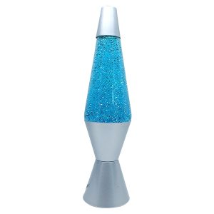 14" Blue Glitter Lamp