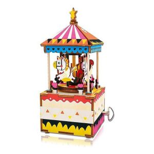 3D Wooden Puzzle Music Box Merry Go Round