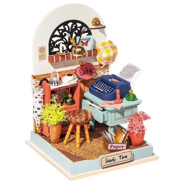 Miniature Dollhouse Kit Wooden Tiny Building Study Kit