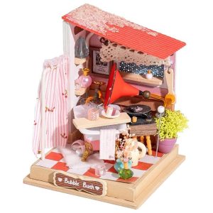 Bubble Bath Miniature Dollhouse Kit for Teens DIY Miniature Bathroom Set